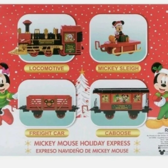 DISNEY MICKEY MOUSE HOLIDAY EXPRESS CHRISTMAS NOVELT TRAIN SET with LIGHTS AND … - Picture 4 of 5